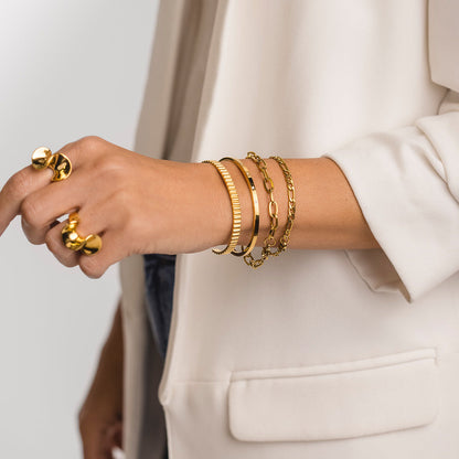 Ribbed Gold Cuff Bracelet