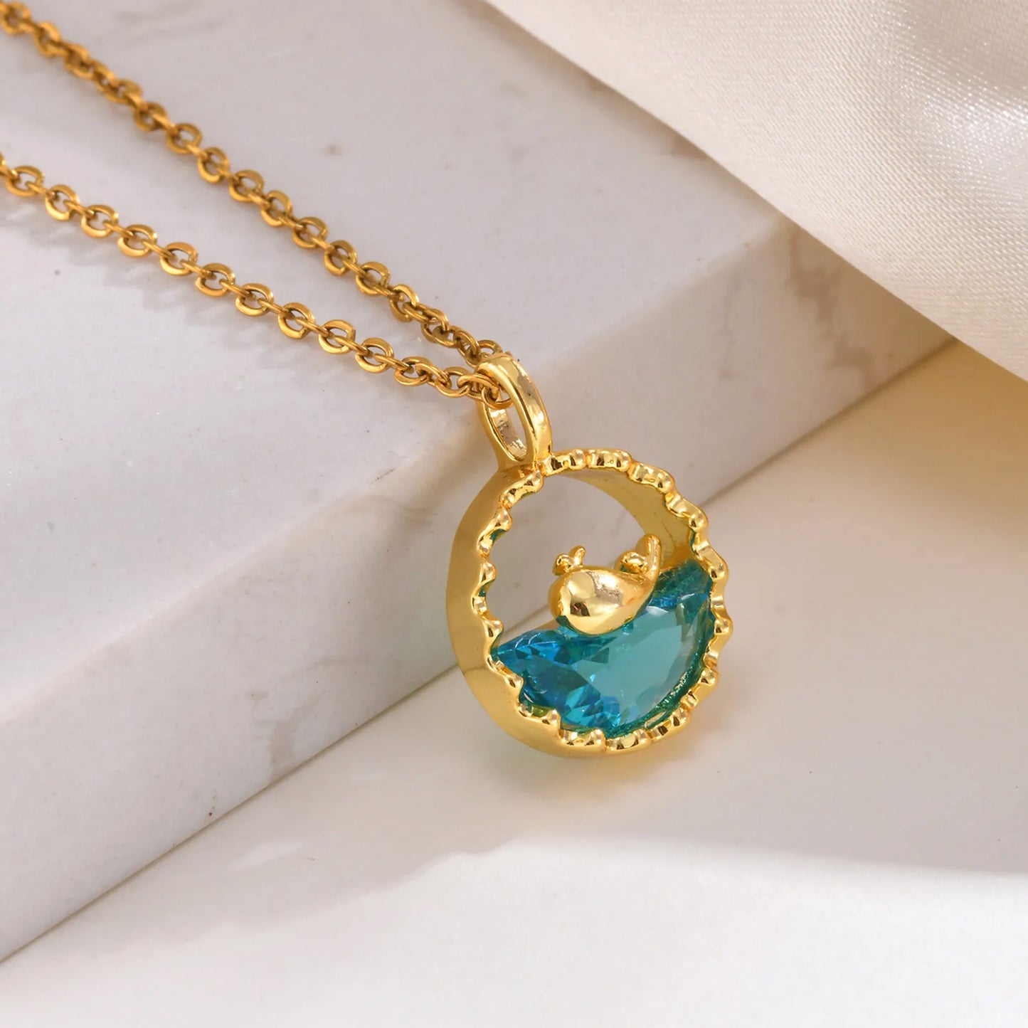 Blue Ocean Whale Pendant Necklace