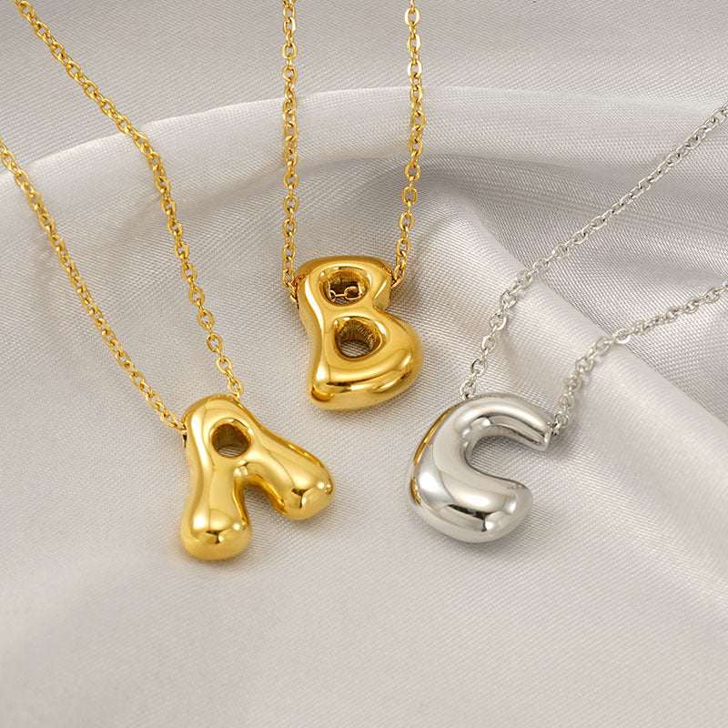 Creative Balloon Bubble Letter Pendant Necklace