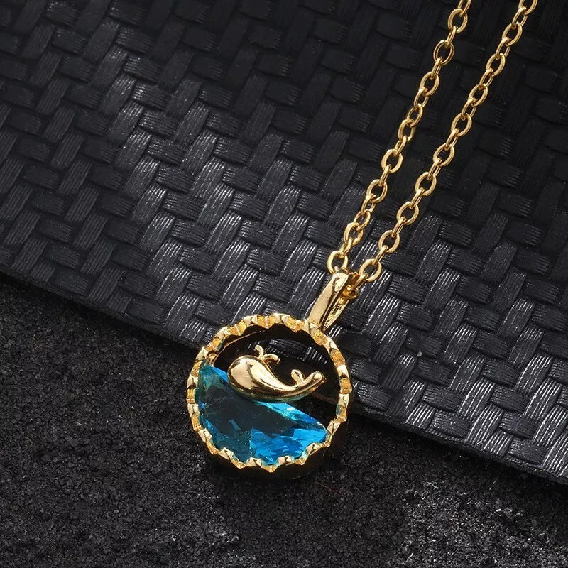 Blue Ocean Whale Pendant Necklace
