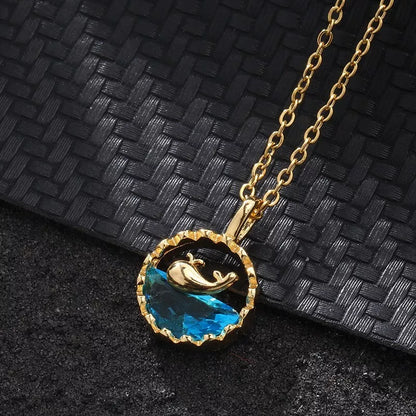 Blue Ocean Whale Pendant Necklace