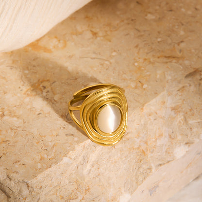 Round Cat's Eye Adjustable Ring