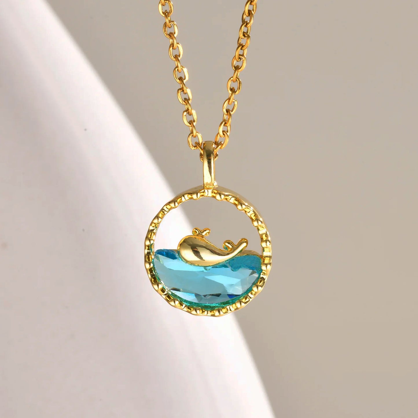 Blue Ocean Whale Pendant Necklace