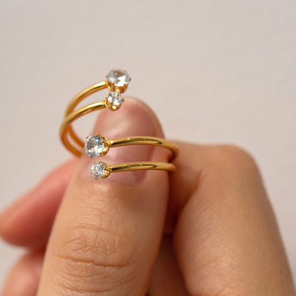 Four-diamond Open Ring