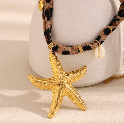 Leopard Print Starfish Necklace