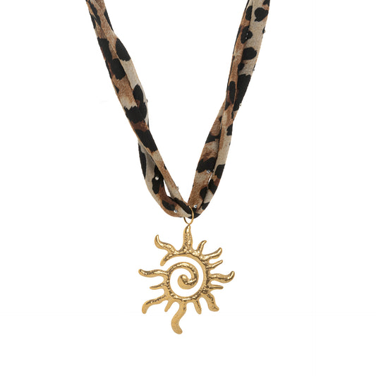 Leopard Print Starfish and Conch and Sun and Sea Urchin Necklace