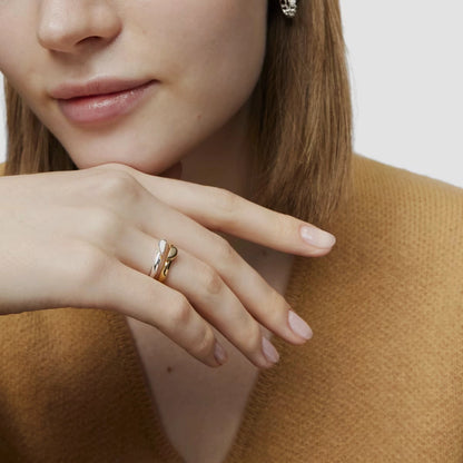 2PSC Stacked Two-color Heart Open Ring