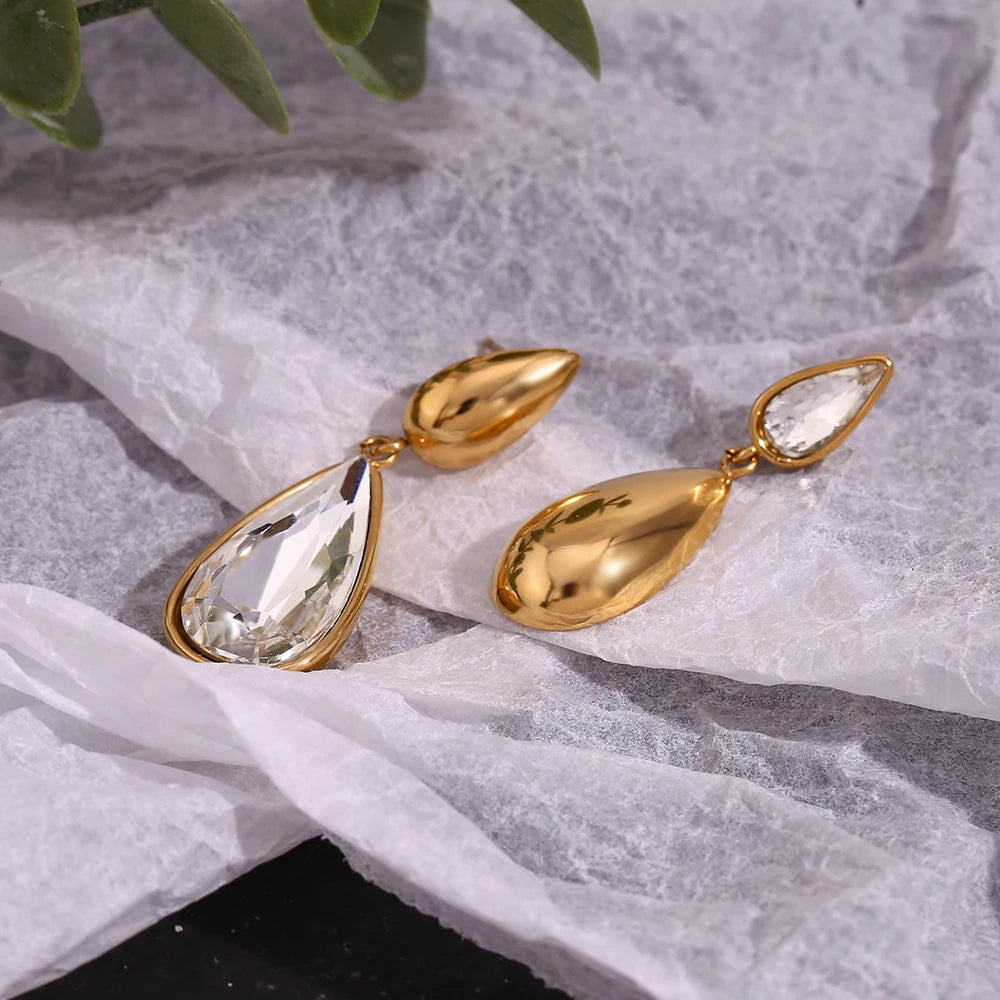 Asymmetric Crystal Teardrop Earrings