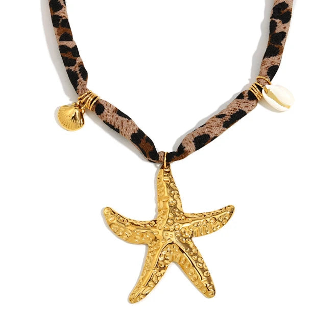 Leopard Print Starfish Necklace