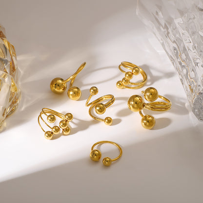 Beaded Multi-layered Asymmetric Open Ring