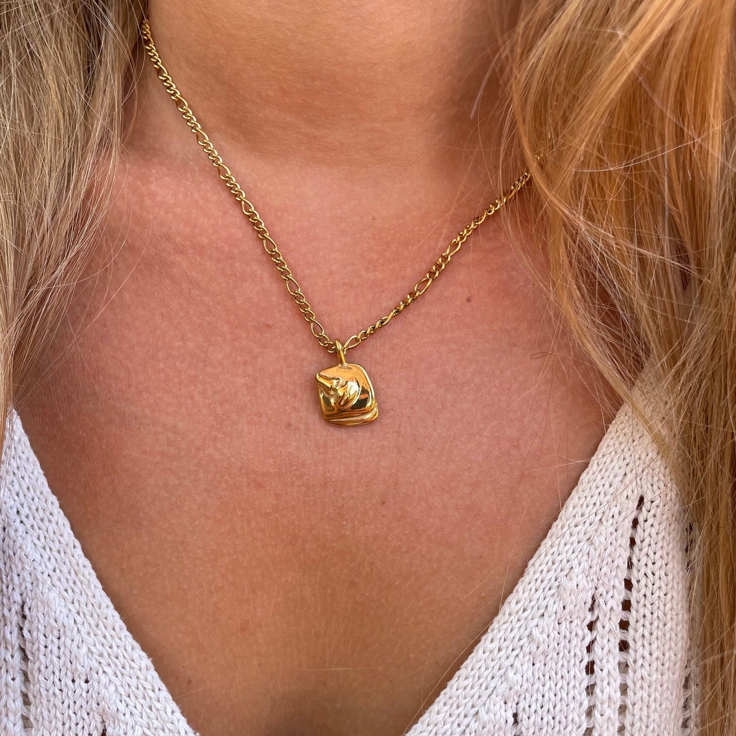 Golden Gaze Face Necklace